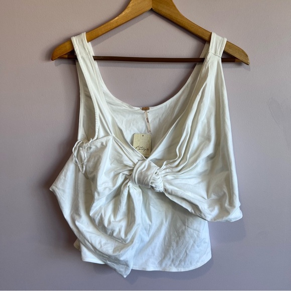 NWT Free People Dramatic Big Bow Ivory Cropped Tank Top Size Small - Picture 9 of 10